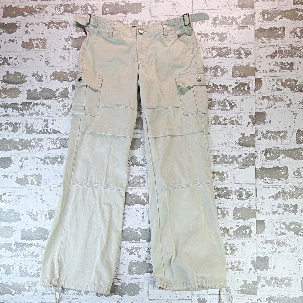 YMI Men's White Cargo Pants 30x30 Twill Cotton Flat Front Straight Leg Pockets